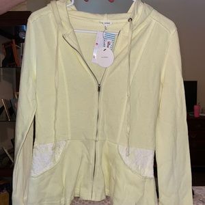 ✨Light Yellow and Lace Zip Up Jacket✨